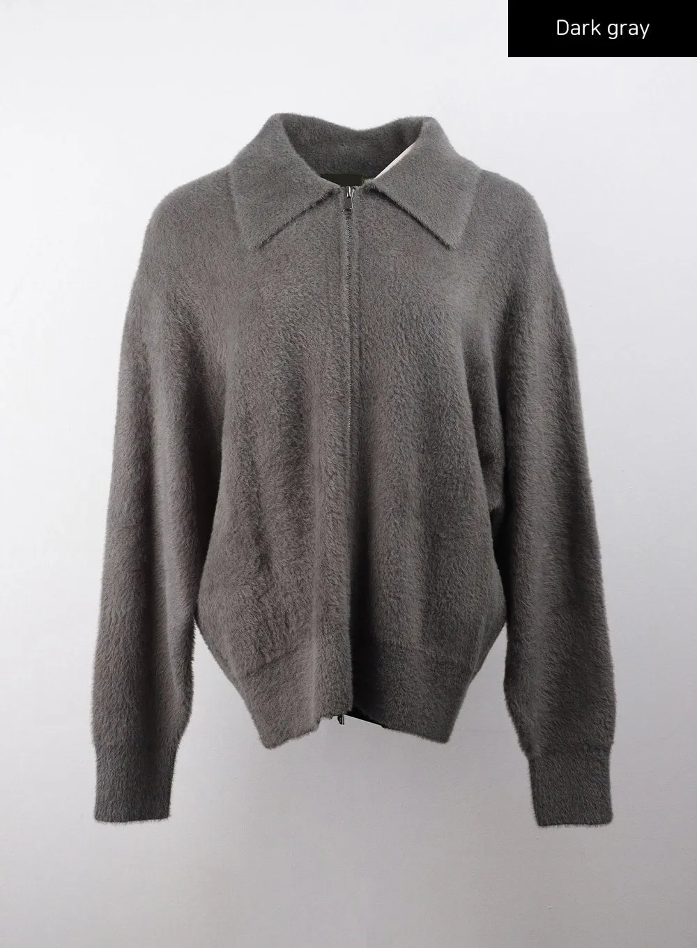 Fuzzy Knitted Zip-Up Jacket (UNISEX) CJ405