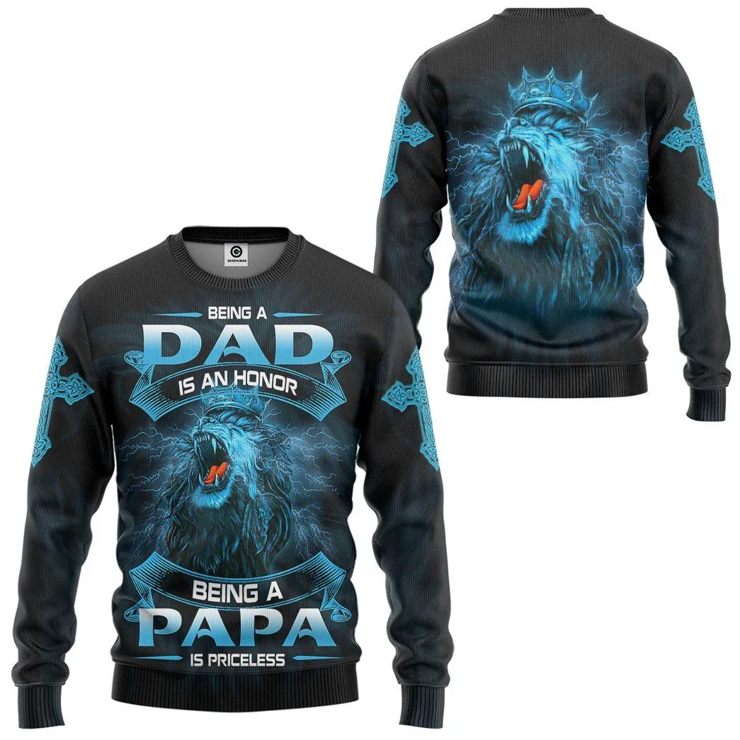 Gearhuman 3D Being A Papa Is Priceless Lion Fathers Day Gift Custom Tshirt Hoodie Apparel