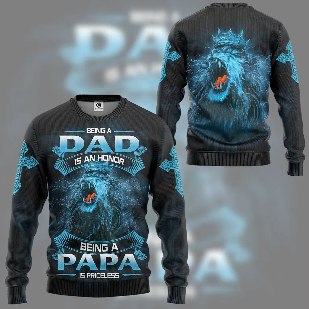 Gearhuman 3D Being A Papa Is Priceless Lion Fathers Day Gift Custom Tshirt Hoodie Apparel