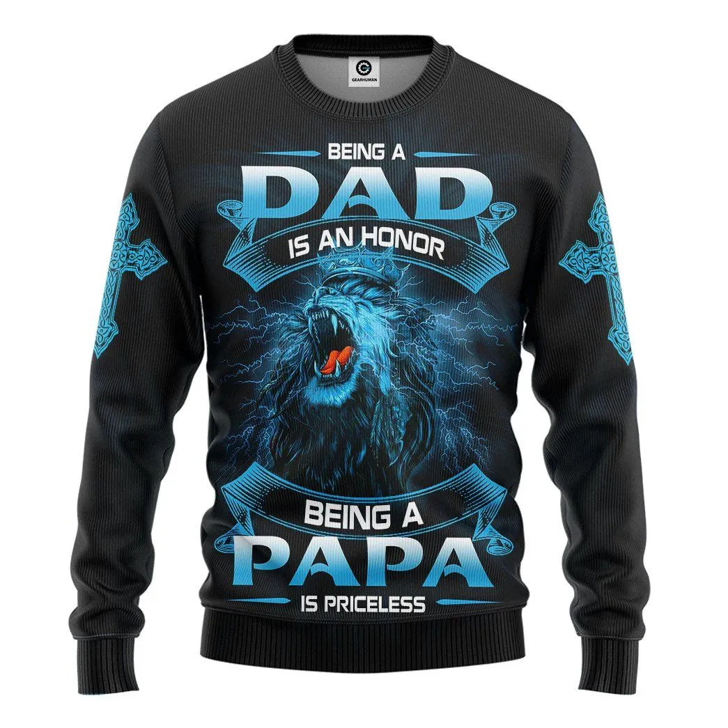 Gearhuman 3D Being A Papa Is Priceless Lion Fathers Day Gift Custom Tshirt Hoodie Apparel