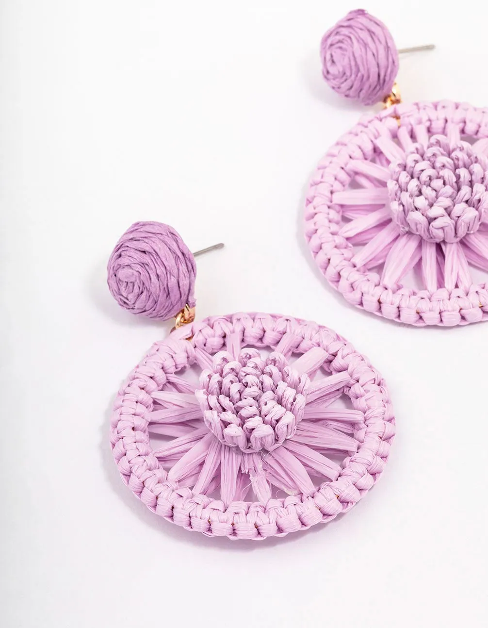 Gold & Purple Wrapped Wheel Drop Earrings