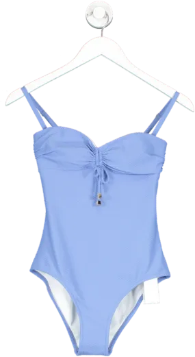 Heidi Klein Blue Ravello Ruched Bandeau One Piece UK XS