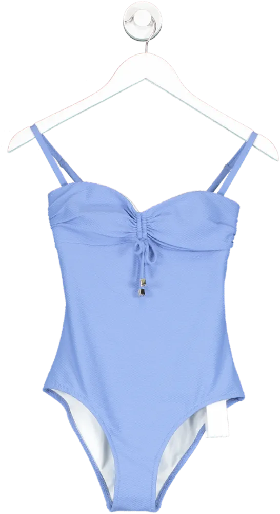 Heidi Klein Blue Ravello Ruched Bandeau One Piece UK XS