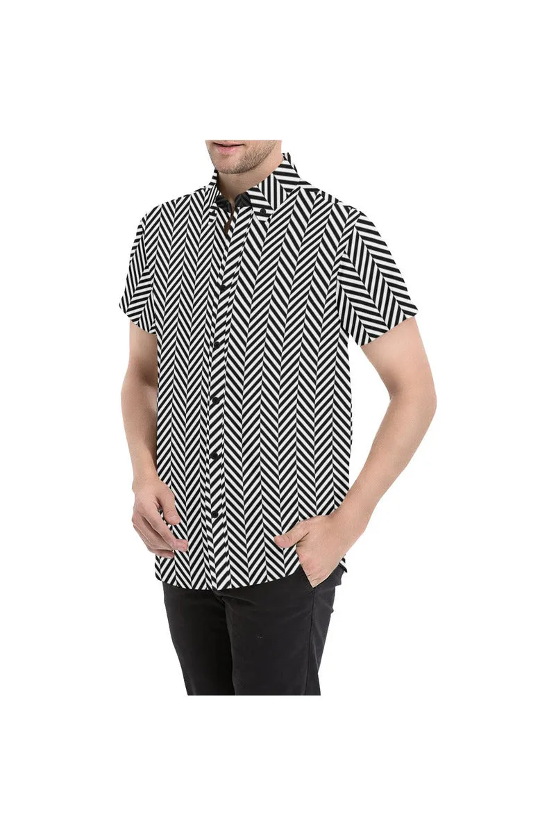 Herringbone Men's All Over Print Short Sleeve Shirt/Large Size (Model T53)