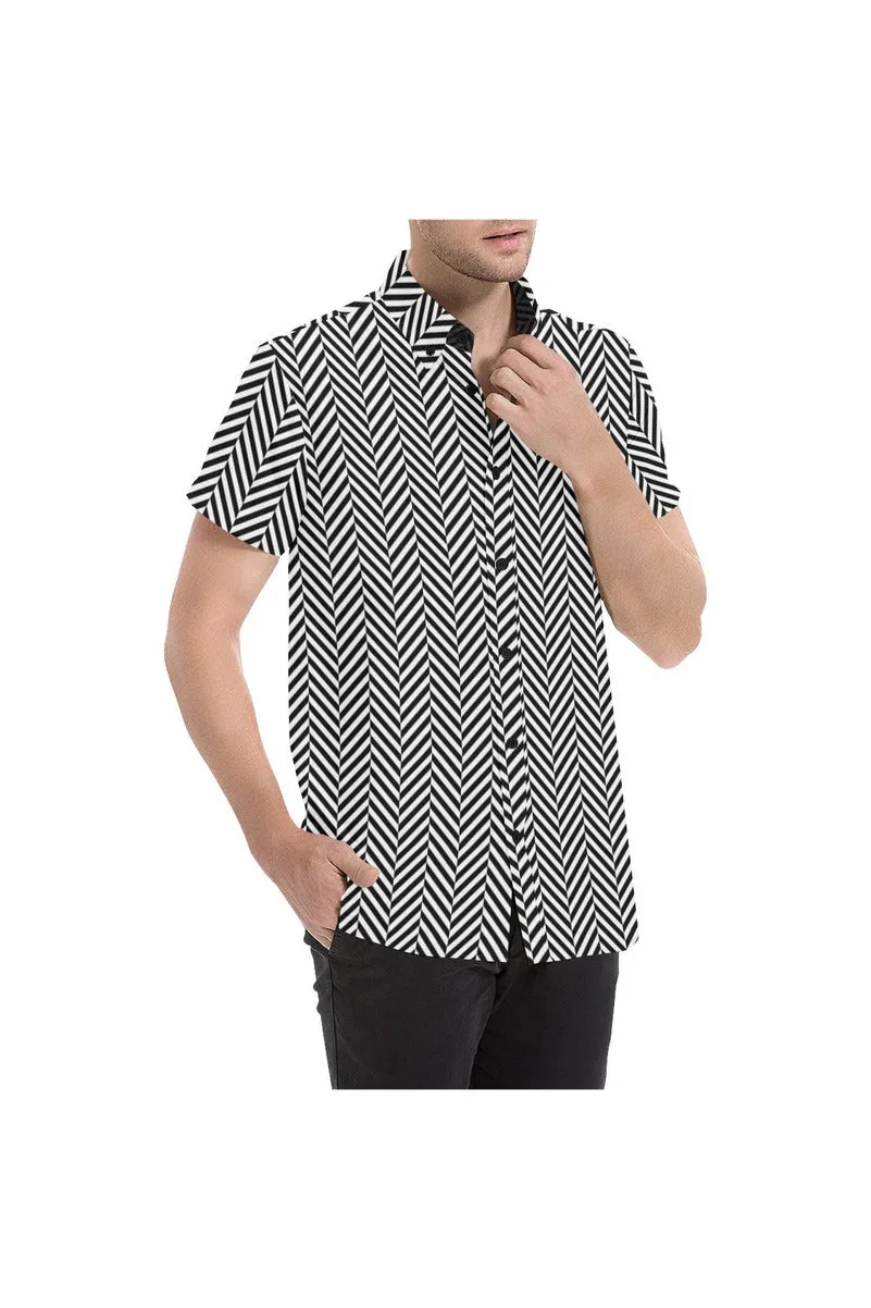 Herringbone Men's All Over Print Short Sleeve Shirt/Large Size (Model T53)