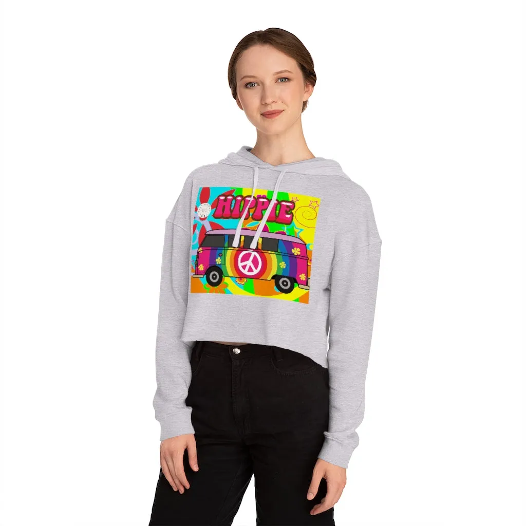 Hippie Party Bus Cropped Hoodie