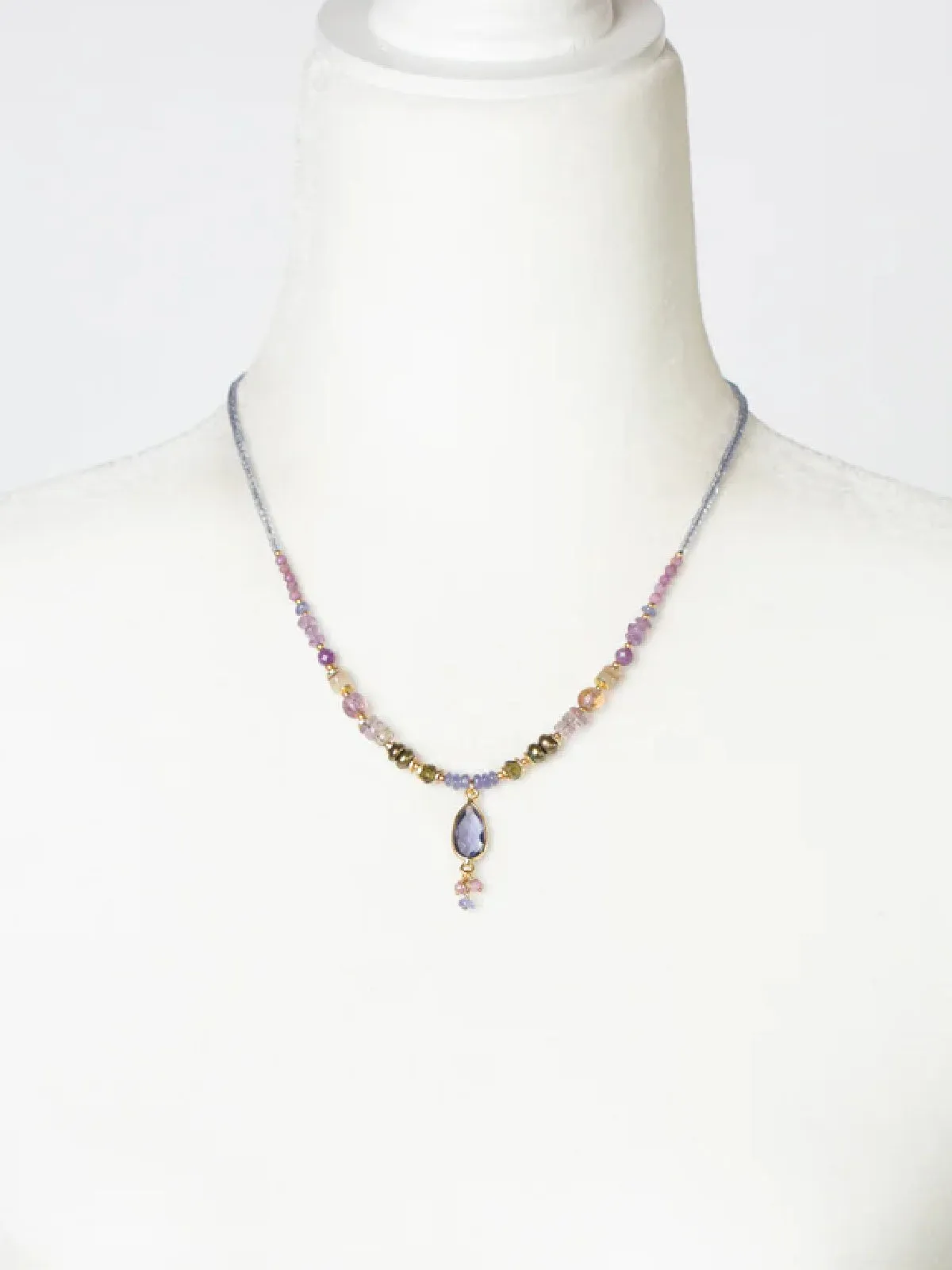 Hydrangea Tanzanite & Pearl Beaded Necklace by Anne Vaughan