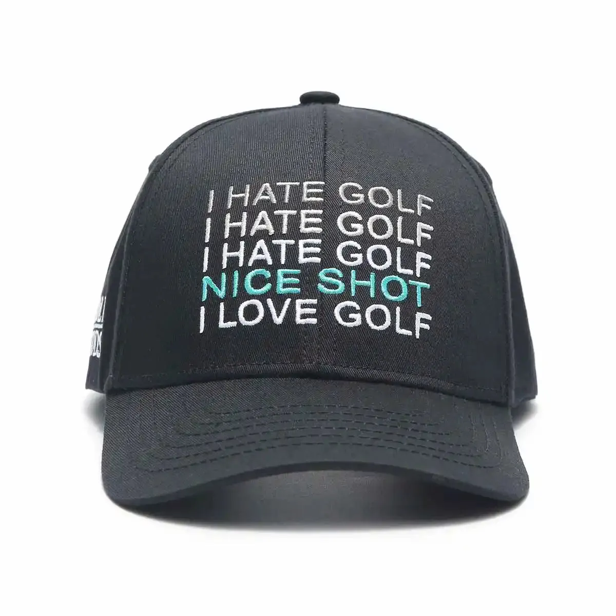 I Hate Golf Black SnapBack Golf Hat - Curved Brim