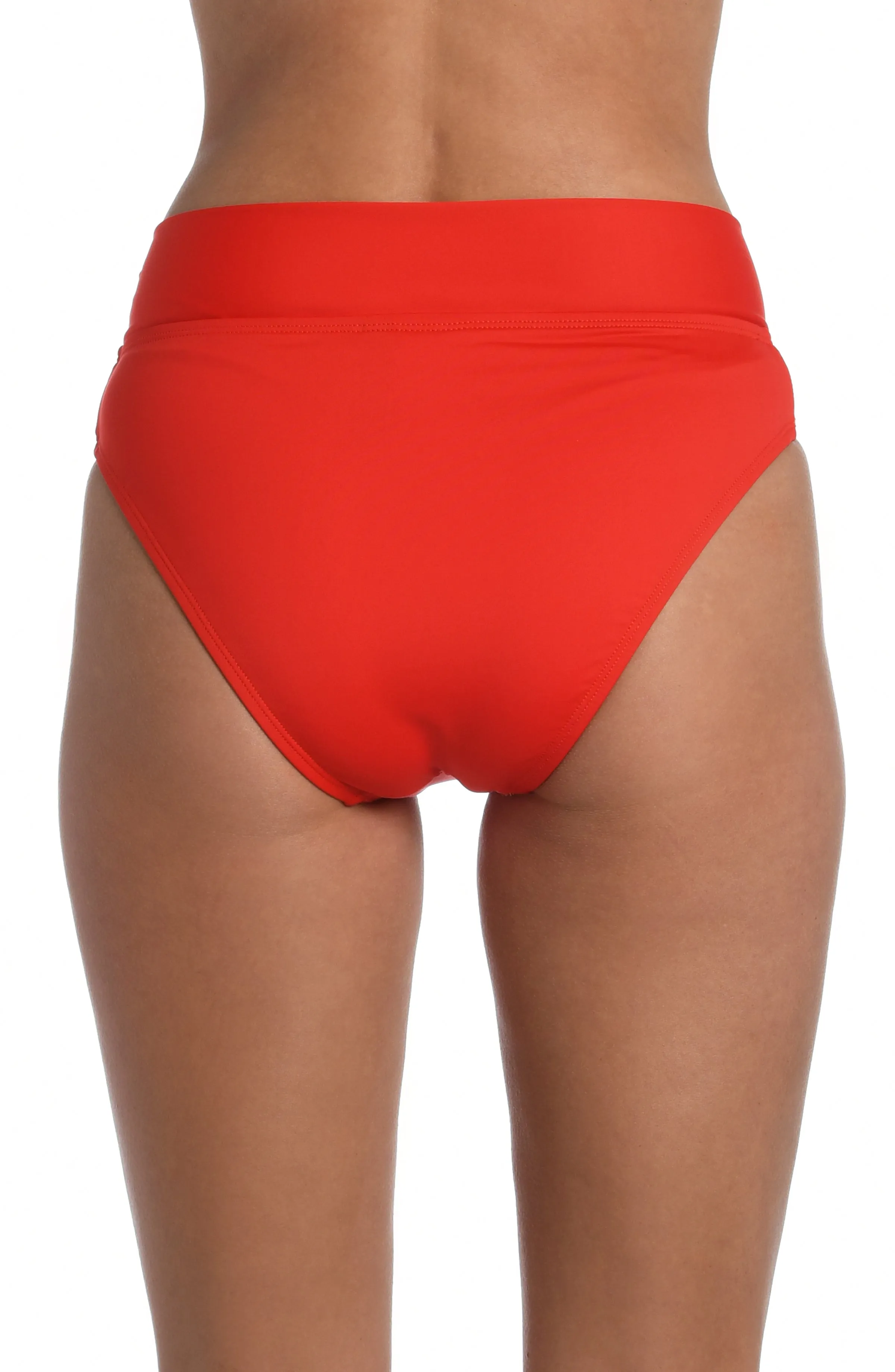 Island Goddess Crossover High-Waist Bottom - Cherry - FINAL SALE