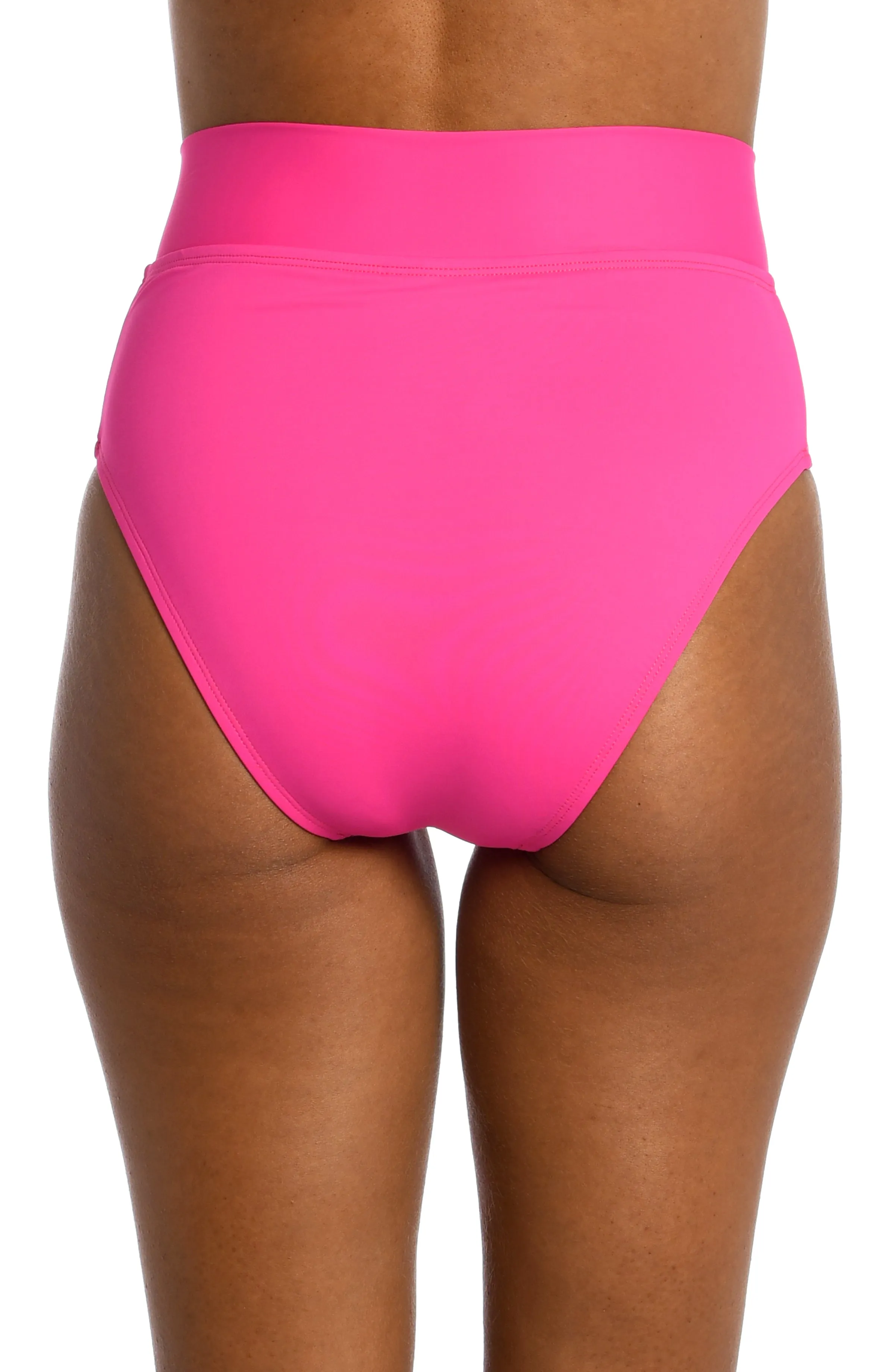 Island Goddess Crossover High-Waist Bottom - Pop Pink