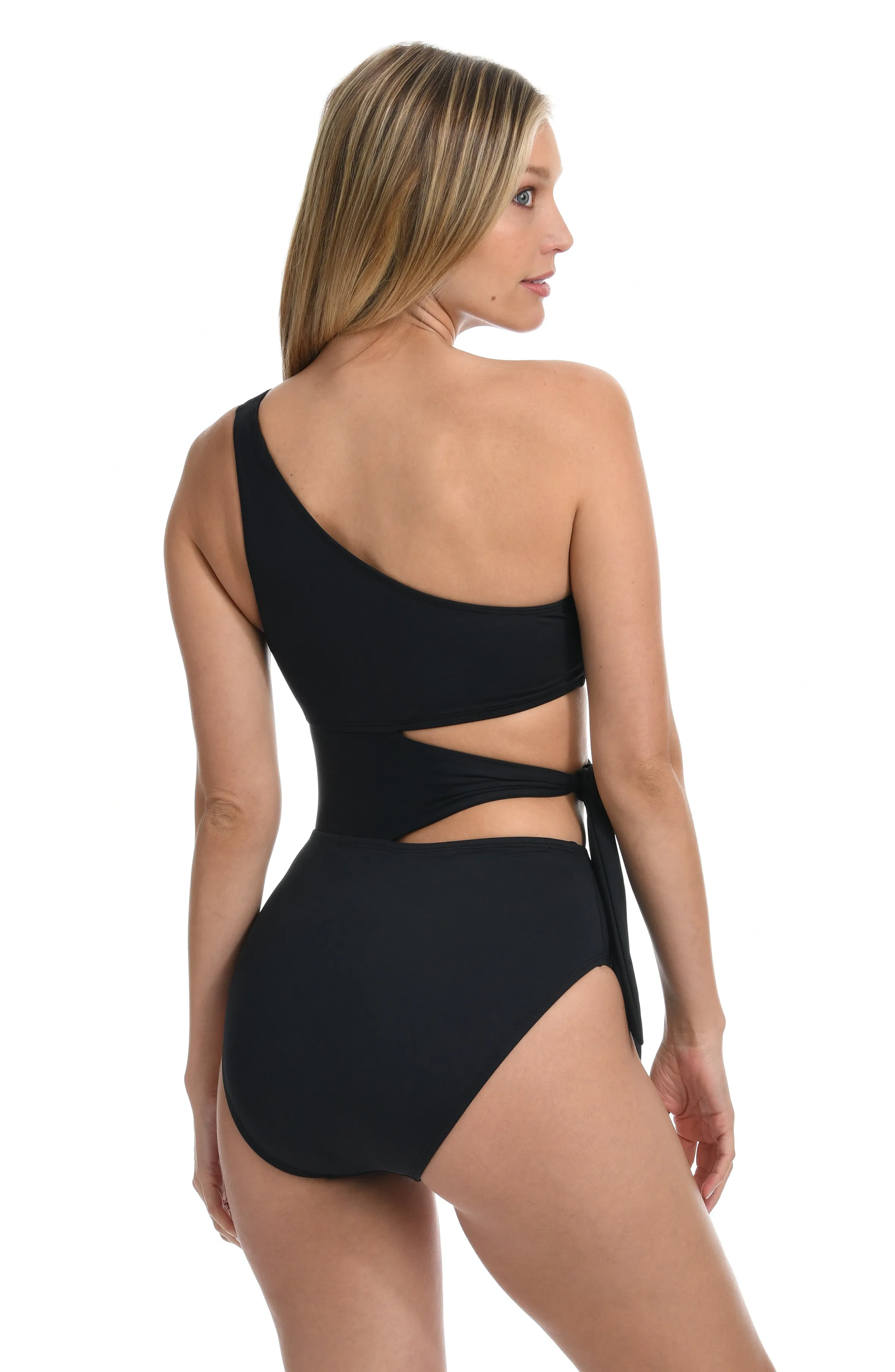 Island Goddess Cutout One Shoulder One Piece - Black - FINAL SALE