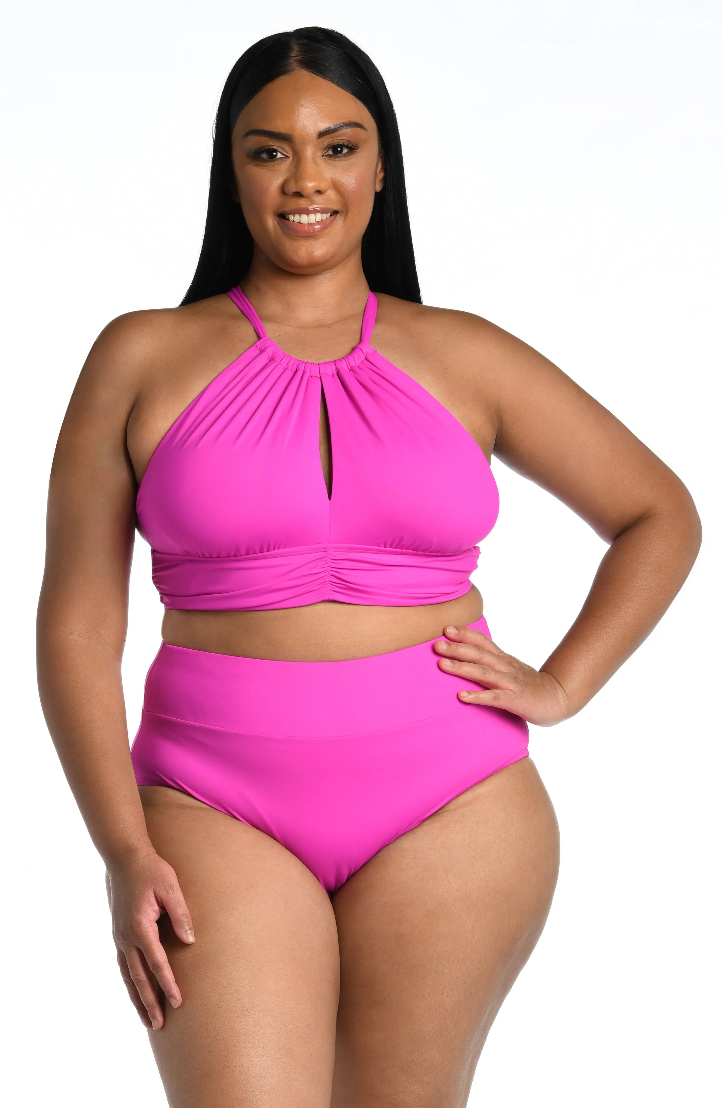 Island Goddess High Neck Midkini Top - Orchid - FINAL SALE