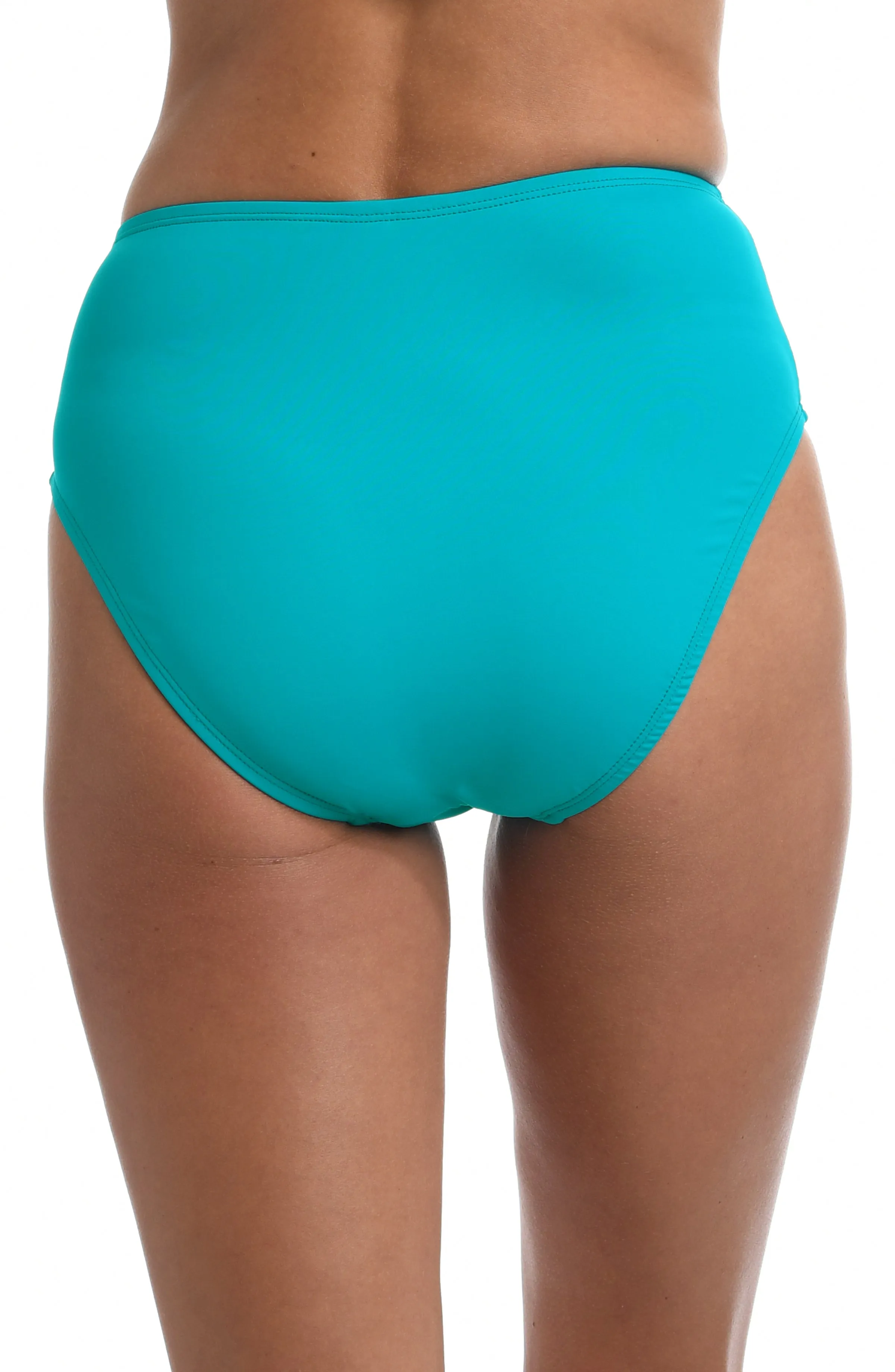 Island Goddess Side Shirred High Waist Bottom - Turquoise - FINAL SALE