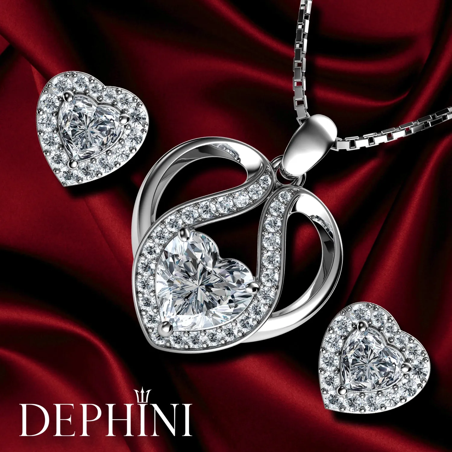 jewellery sets Necklace Heart Earrings 925 Silver Jewellery Dephini