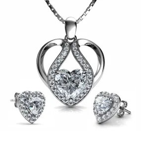 jewellery sets Necklace Heart Earrings 925 Silver Jewellery Dephini