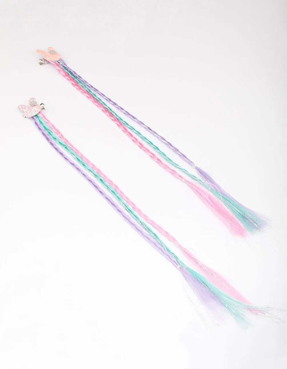 Kids Pastel Braided Bunny Hair Extension Clip