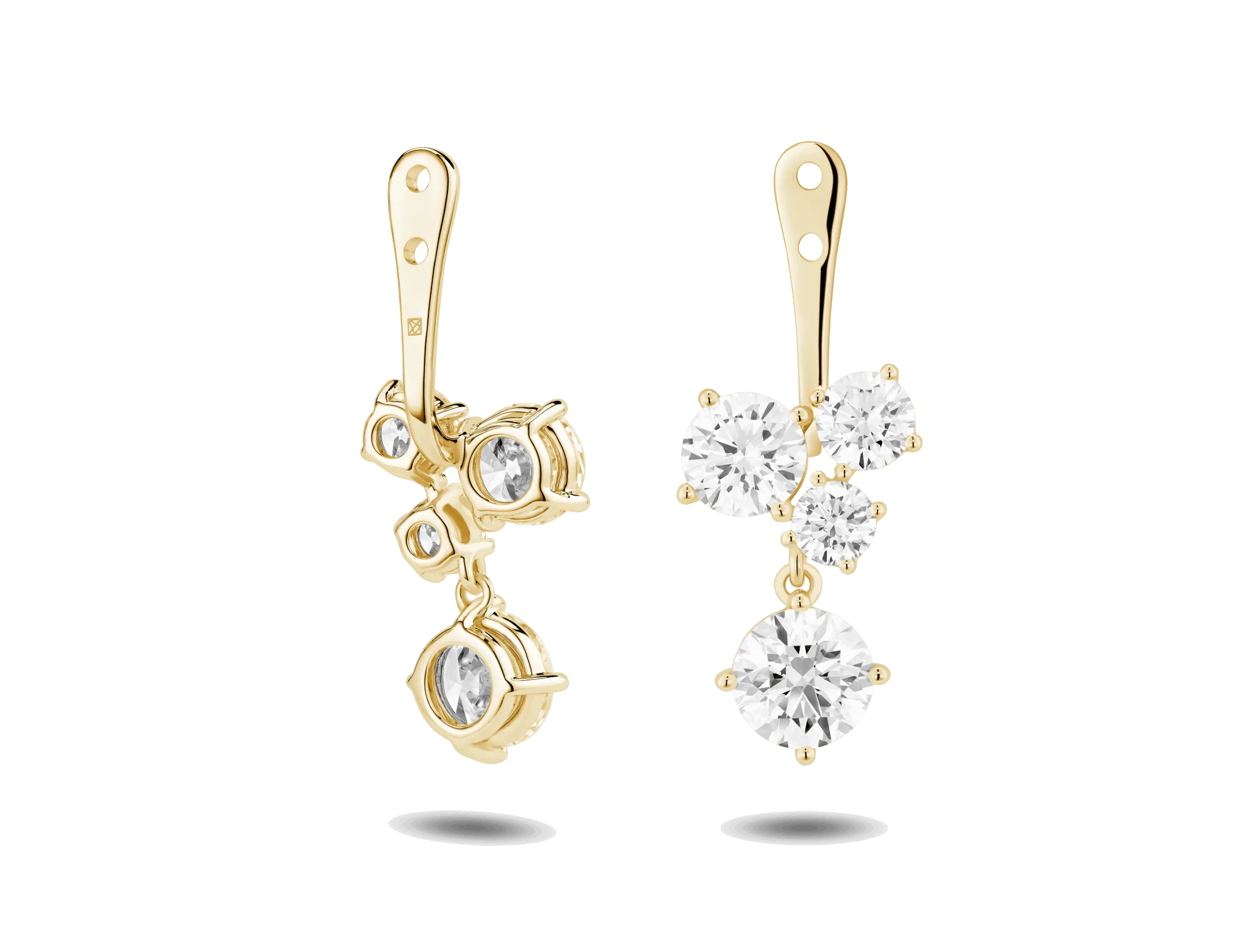 Lab-Grown Diamond 3ct. tw. Round Brilliant Cluster Ear Jacket Earrings | White