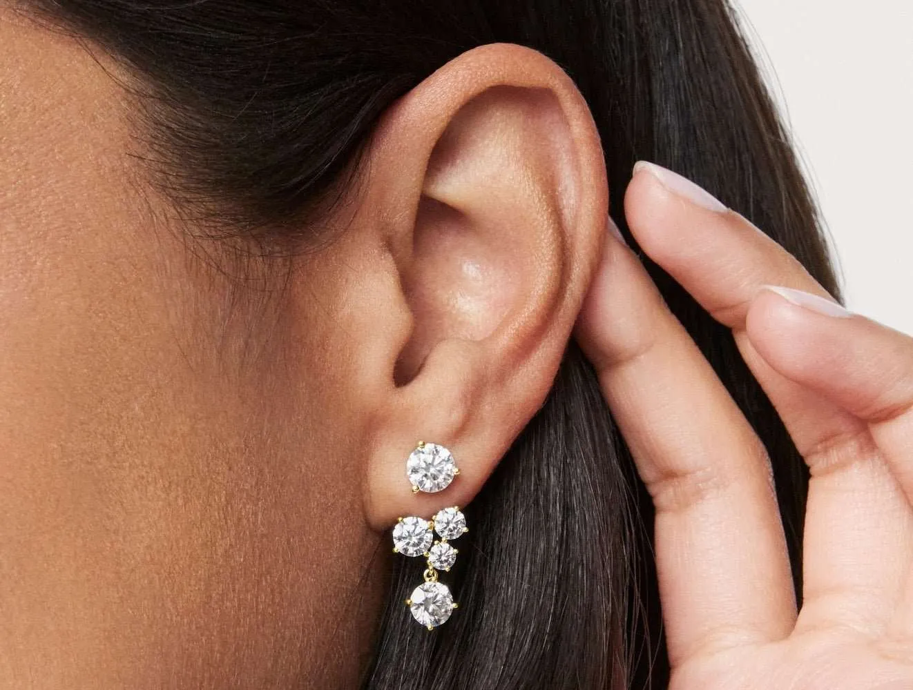 Lab-Grown Diamond 3ct. tw. Round Brilliant Cluster Ear Jacket Earrings | White