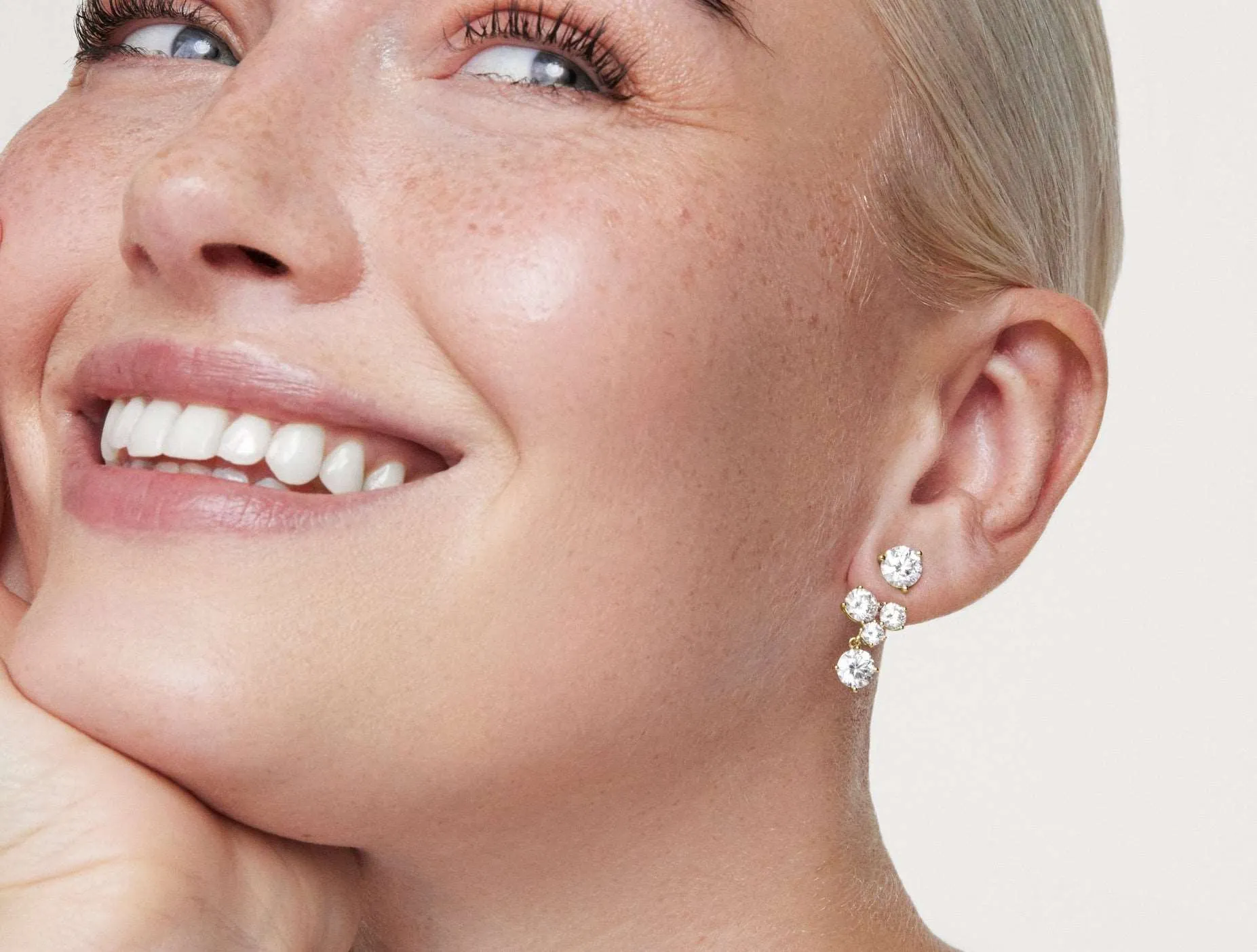 Lab-Grown Diamond 3ct. tw. Round Brilliant Cluster Ear Jacket Earrings | White