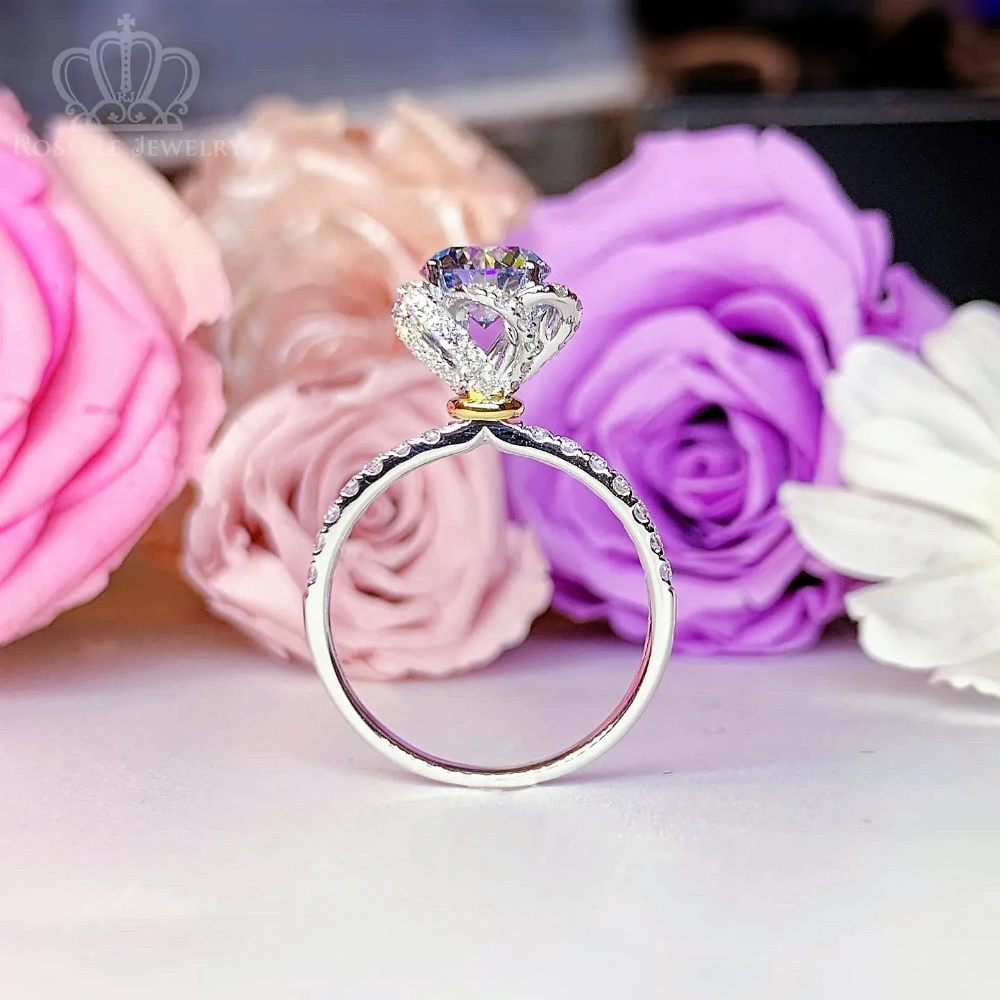 Lab Grown Diamond Floral Halo Diamond Engagement Ring - LGR061