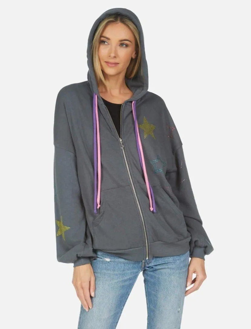 Lauren Moshi Kaliyah Star Skull Hooded Sweater