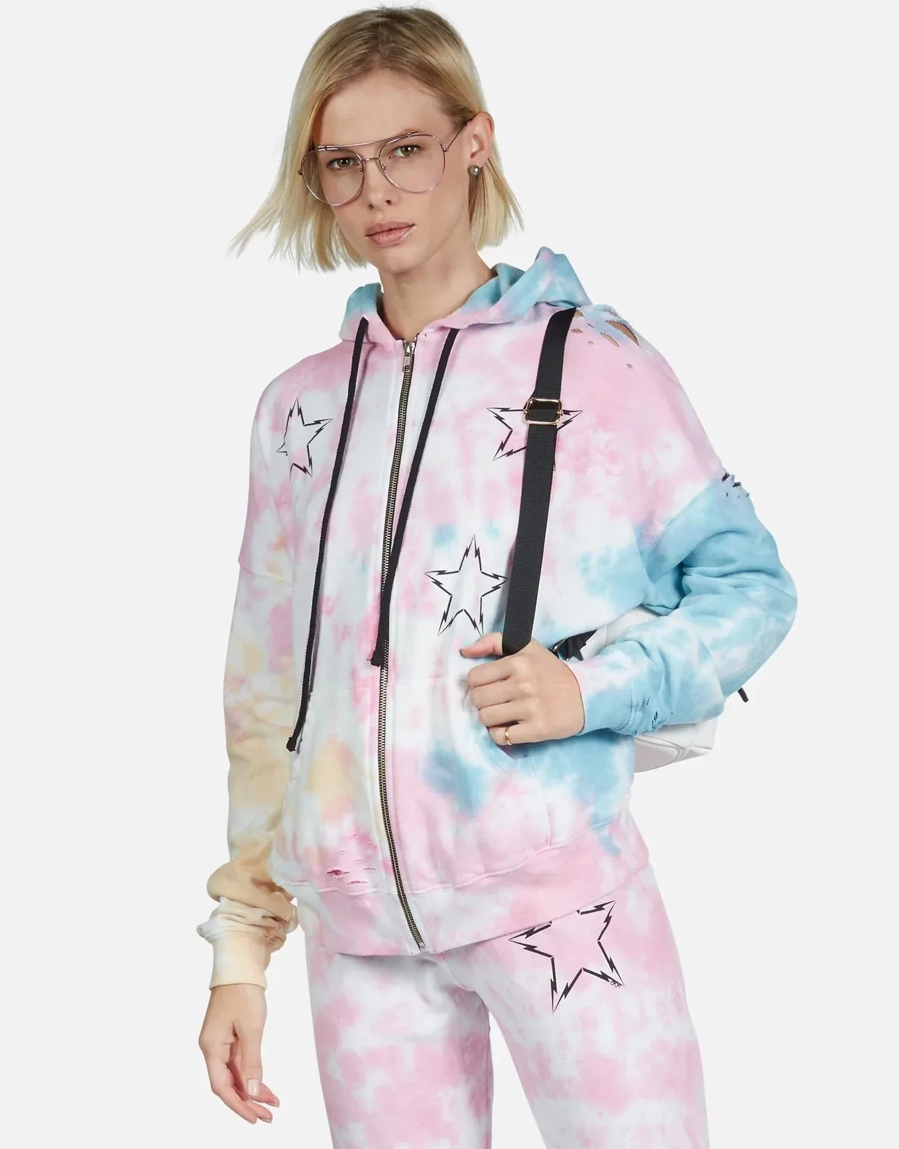 Lauren Moshi Koa Lightning Bolt Star Zip Hoodie