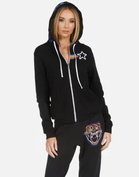 Lauren Moshi Lennox Neon Line Tiger Zipper Hoodie