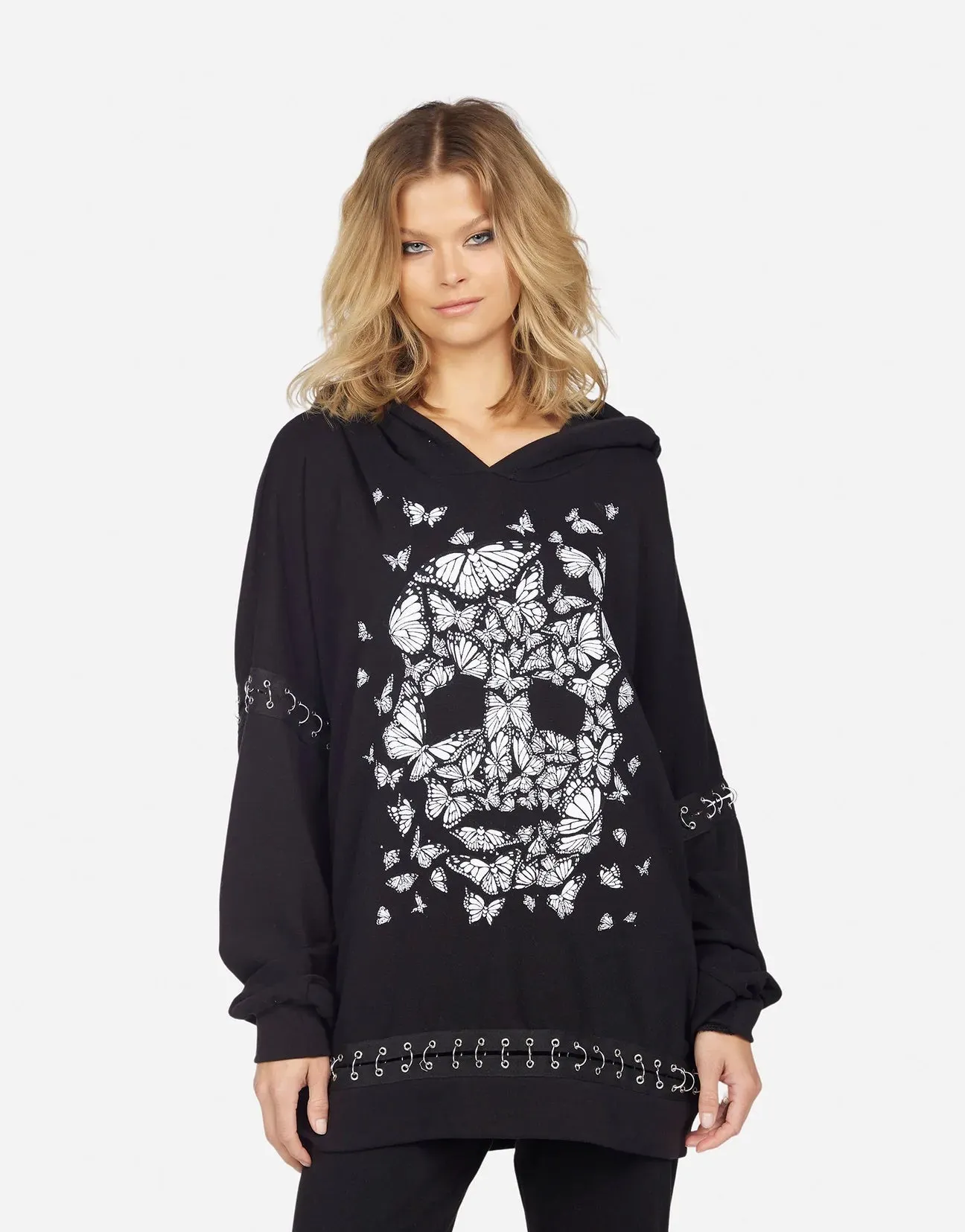 Lauren Moshi Samantha Butterfly Skull Burst Hoodie