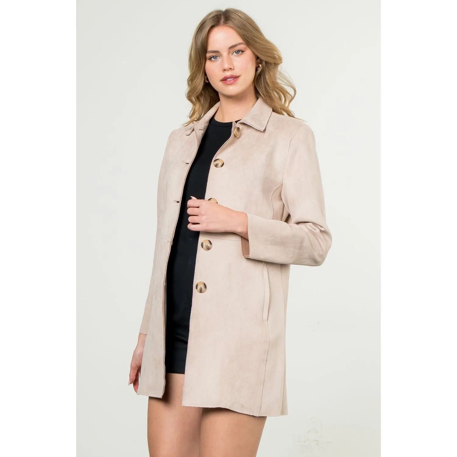 Maeve Button Up Suede THML Coat