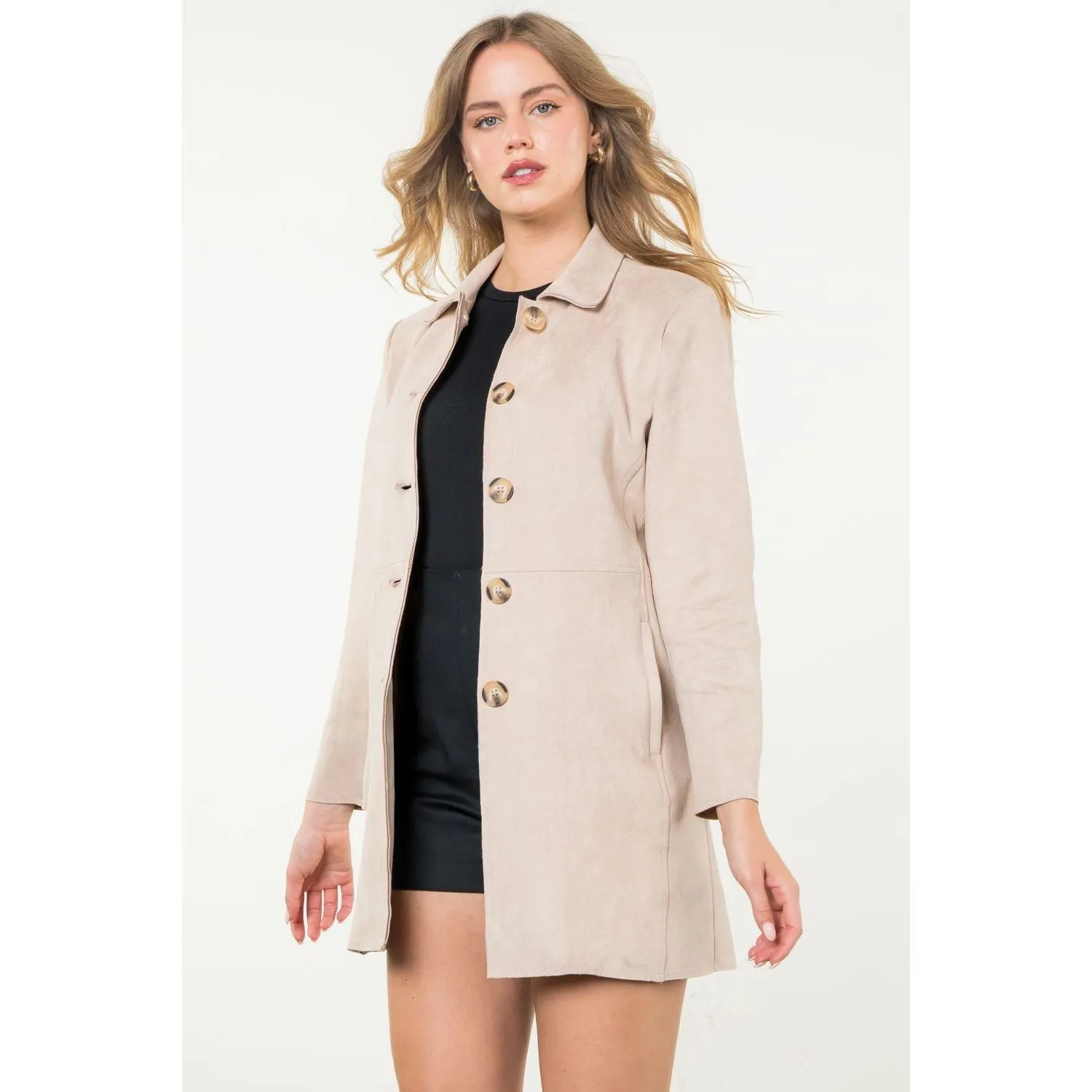 Maeve Button Up Suede THML Coat