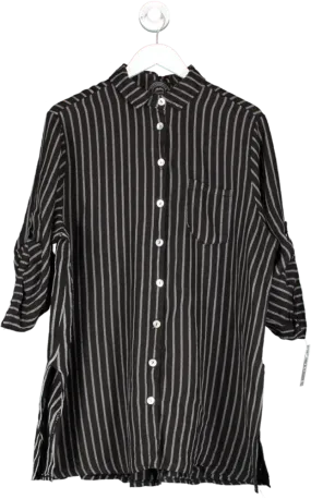 Noughts & Kisses Black Striped Beach Shirt One Size