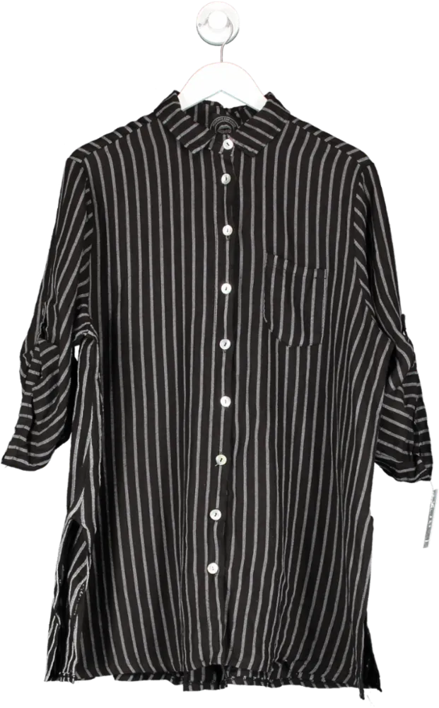 Noughts & Kisses Black Striped Beach Shirt One Size