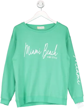 Ocean Drive Green Miami Beach Slogan Sweatshirt UK M