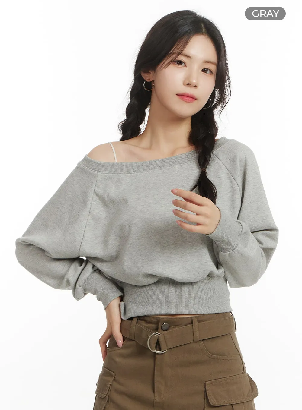 Off-Shoulder Crop Sweatshirt OF427