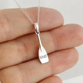 Personalized Rowing Oar Crew Charm Necklace 925 Sterling Silver Personalized Custom up to 3 Letters or Numbers