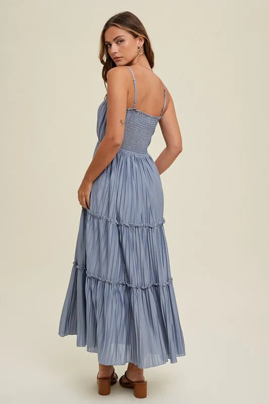 Pleated Tiered Maxi Dress