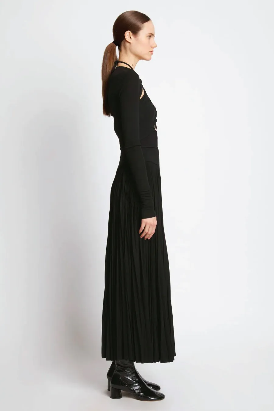 Proenza Schouler Pleated Matte Jersey Halter Dress - Black