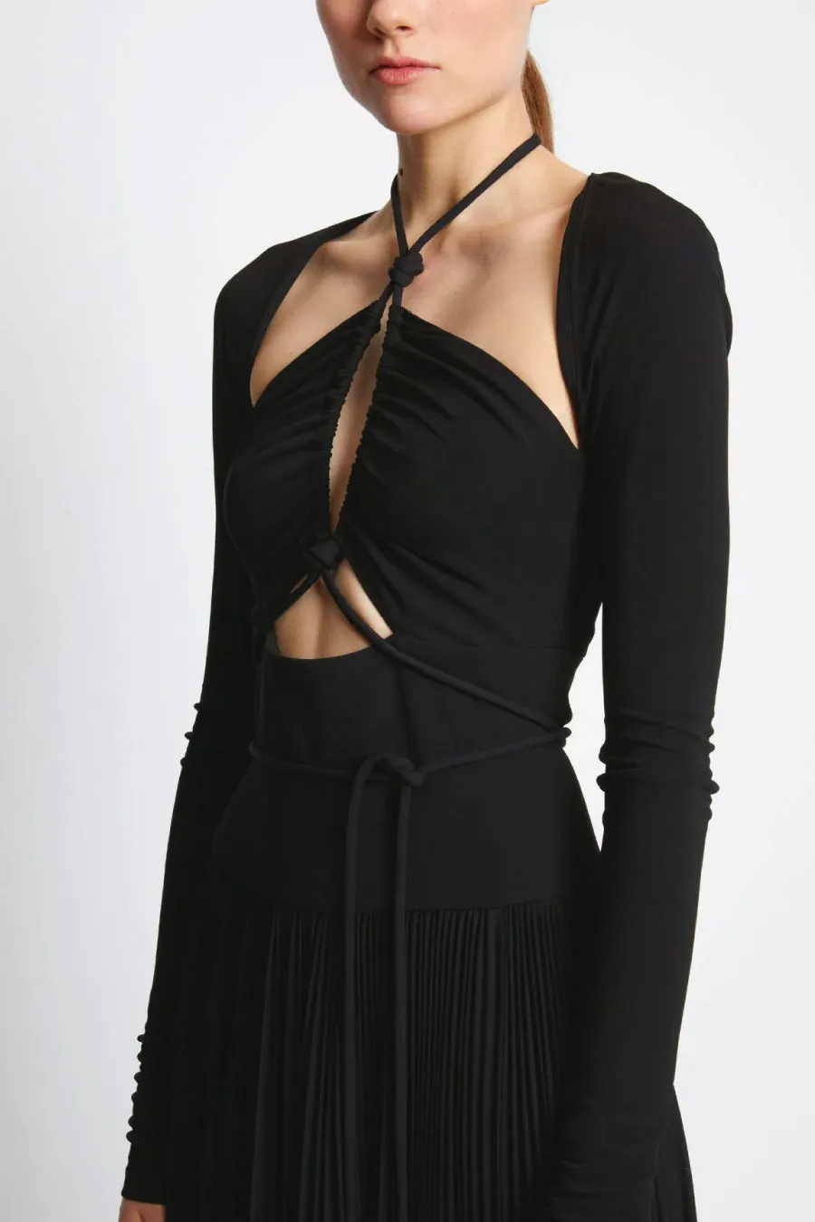 Proenza Schouler Pleated Matte Jersey Halter Dress - Black