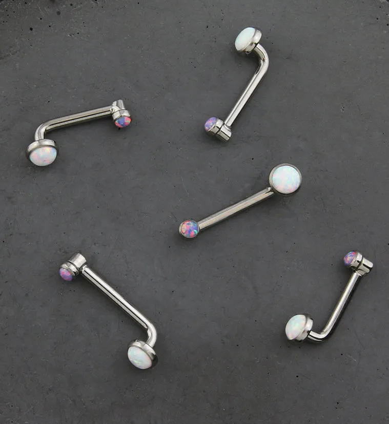 Purple And White Opalite Vertical Clitoral Hood Internally Threaded Titanium Barbell