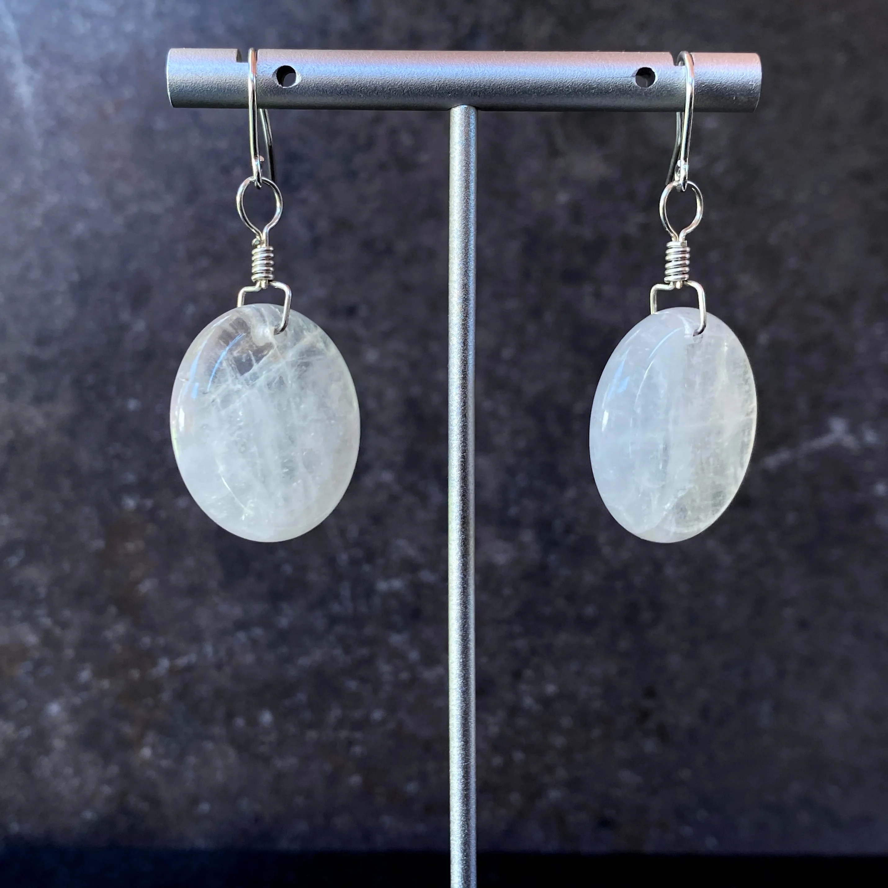 Quartz Full Moon Earrings