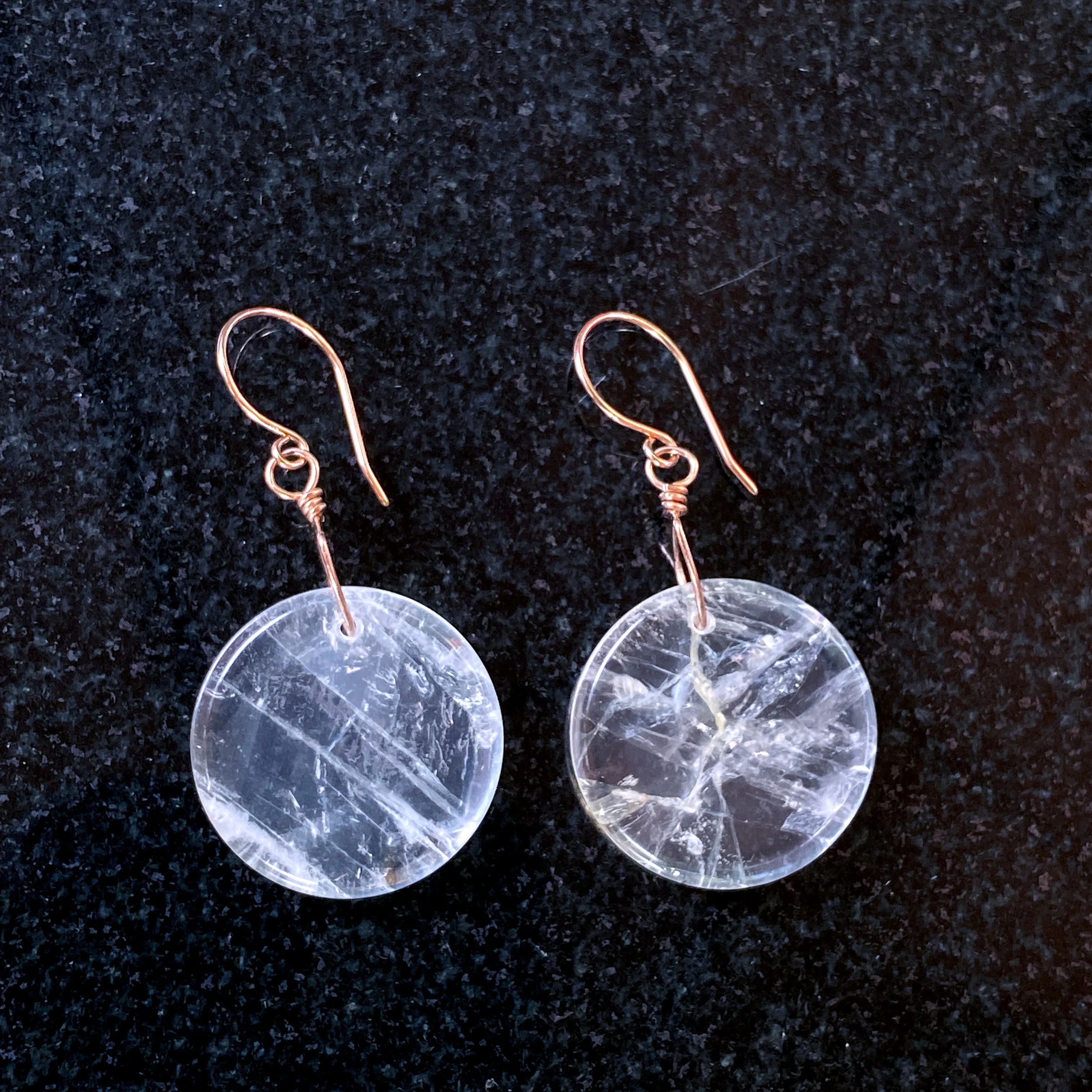 Quartz Full Moon Earrings