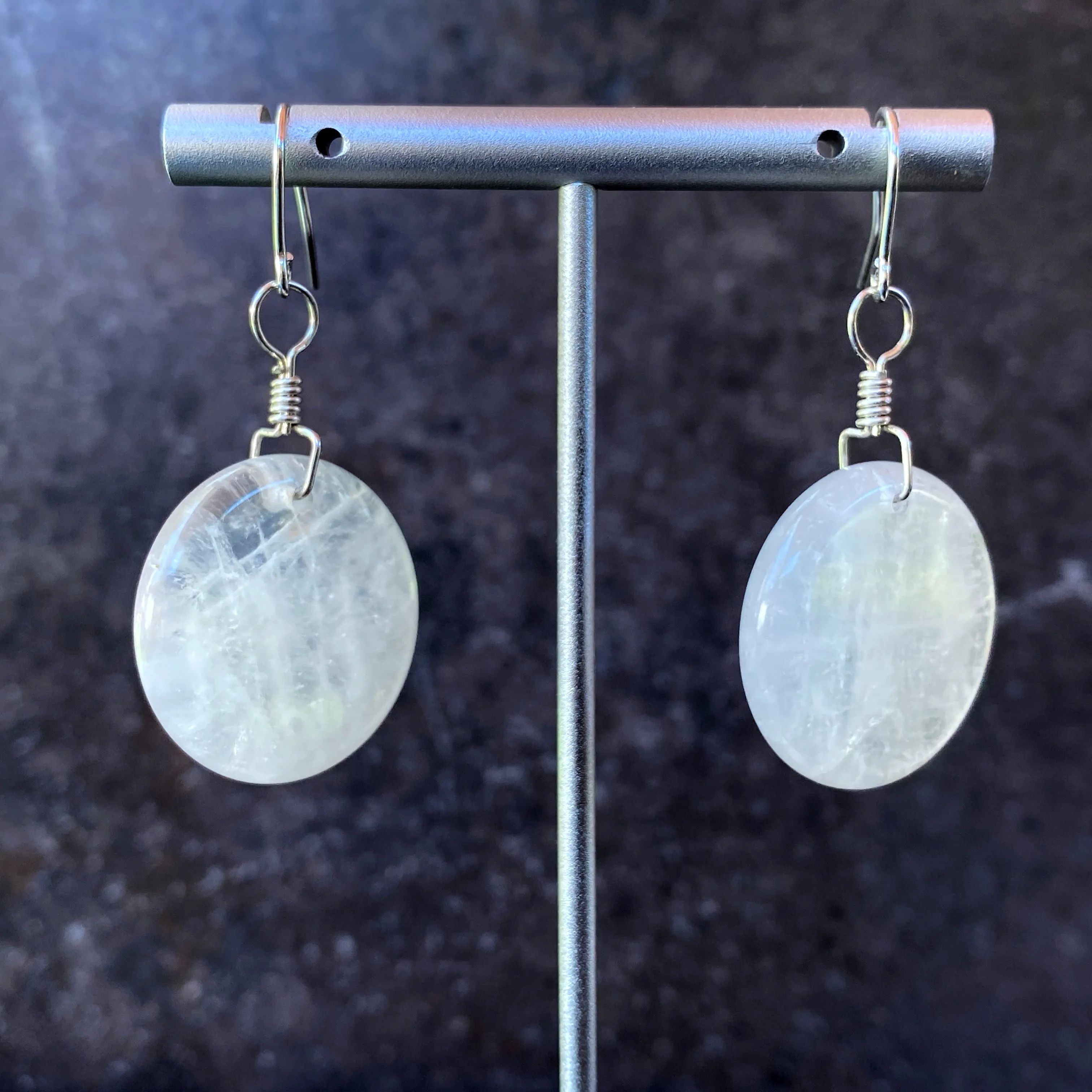 Quartz Full Moon Earrings