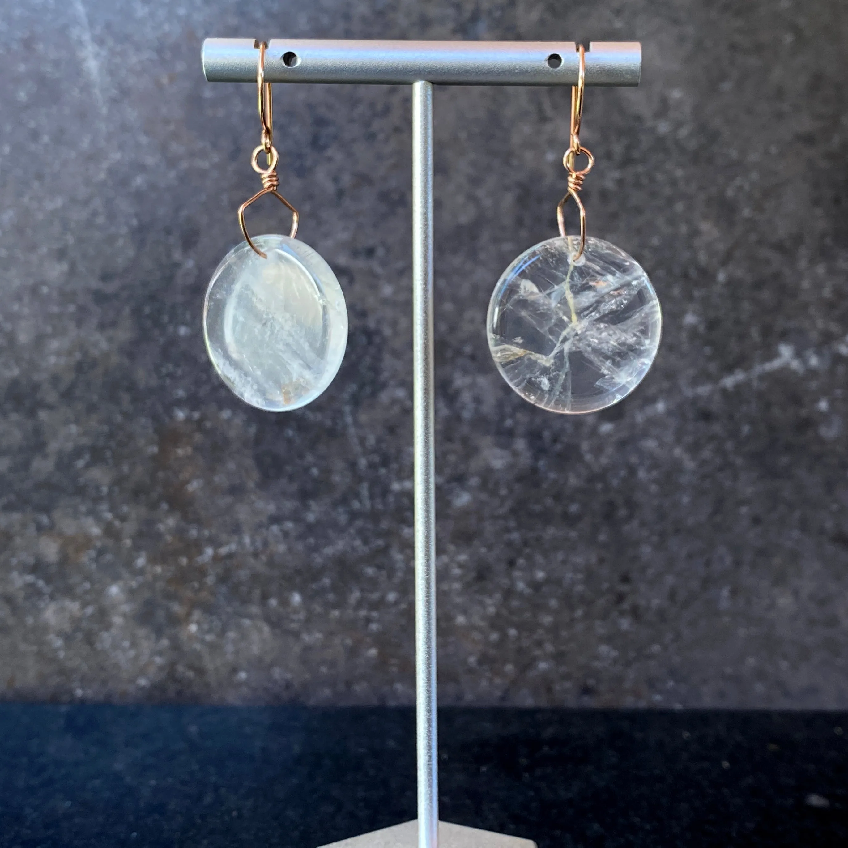 Quartz Full Moon Earrings