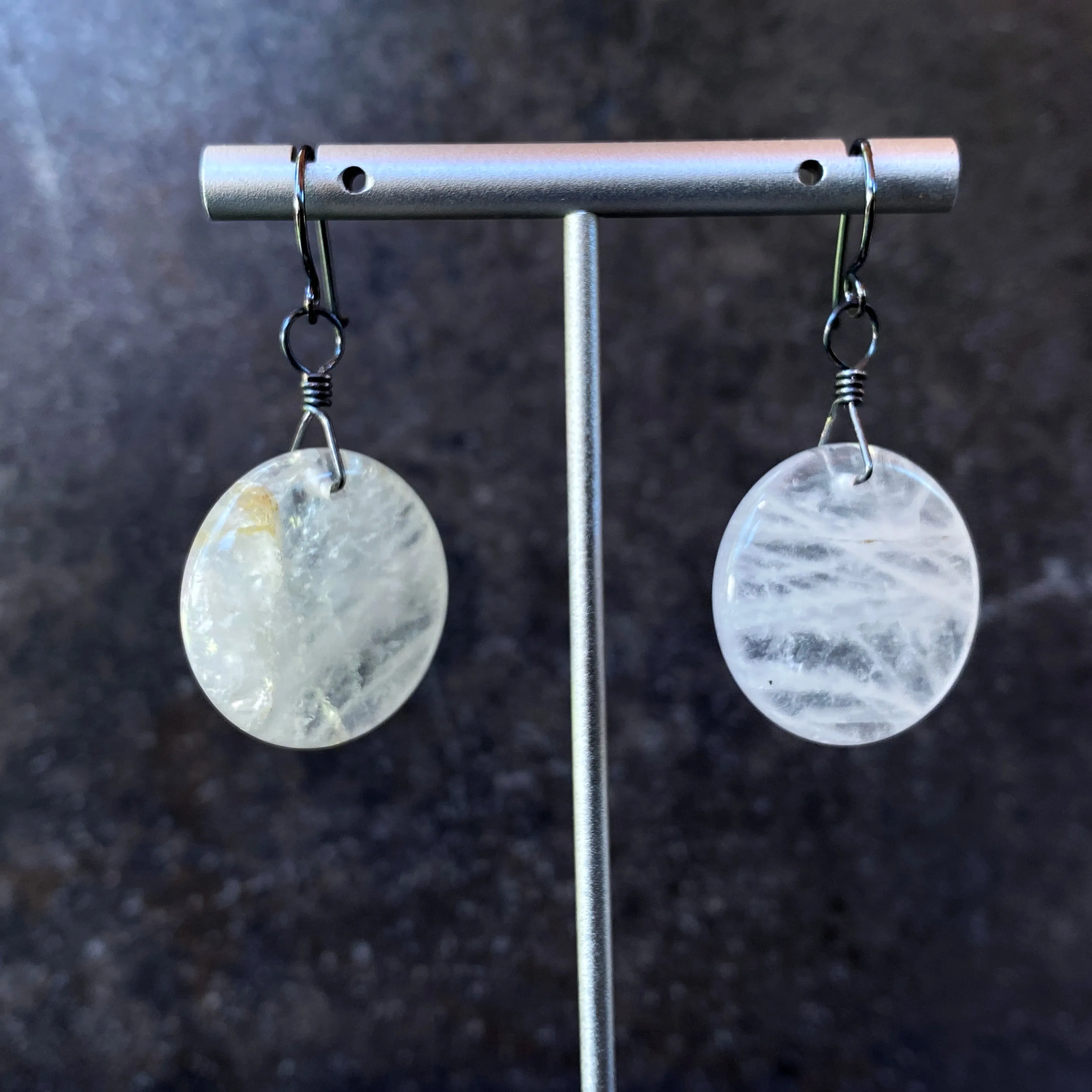 Quartz Full Moon Earrings