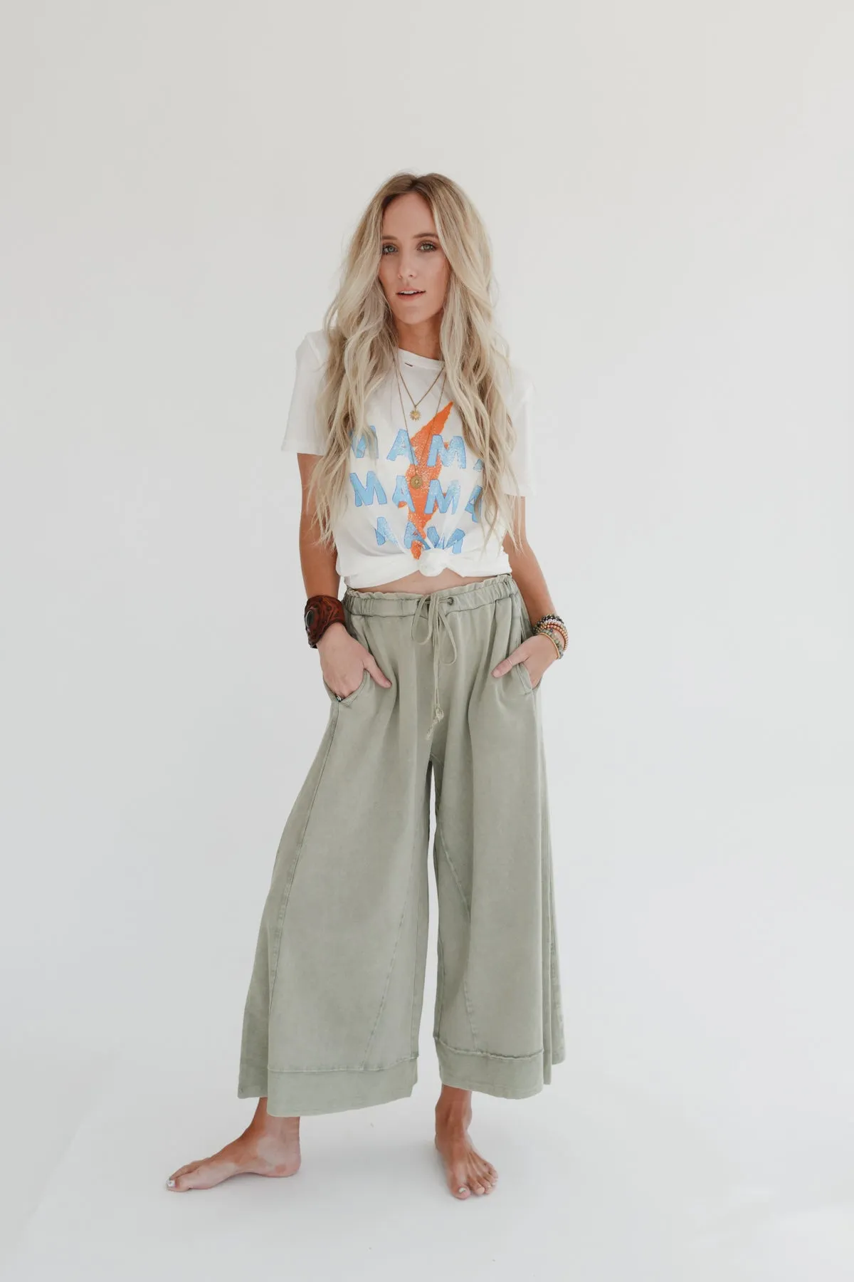 Relaxed Vibes Wide Leg Pants - Olive