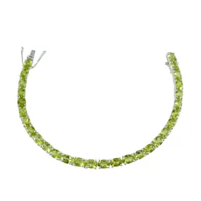 Riyo Beautiful 925 Sterling Silver Bracelet For Girls Peridot Bracelet Prong Setting Bracelet with Box With Tongue Tennis Bracelet L Size 6-8.5 Inch.