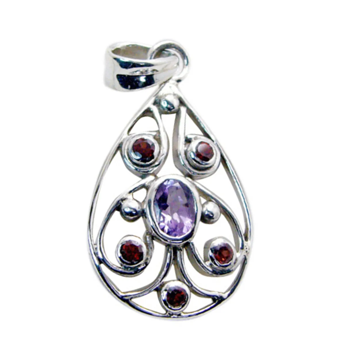 Riyo Easy Gemstone Multi Faceted Multi Color Multi Stone 1075 Sterling Silver Pendant Gift For Teachers Day