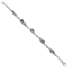 Riyo Genuine Gems Oval/Pear Faceted Green Green Amethyst Silver Bracelet daughter's day gift