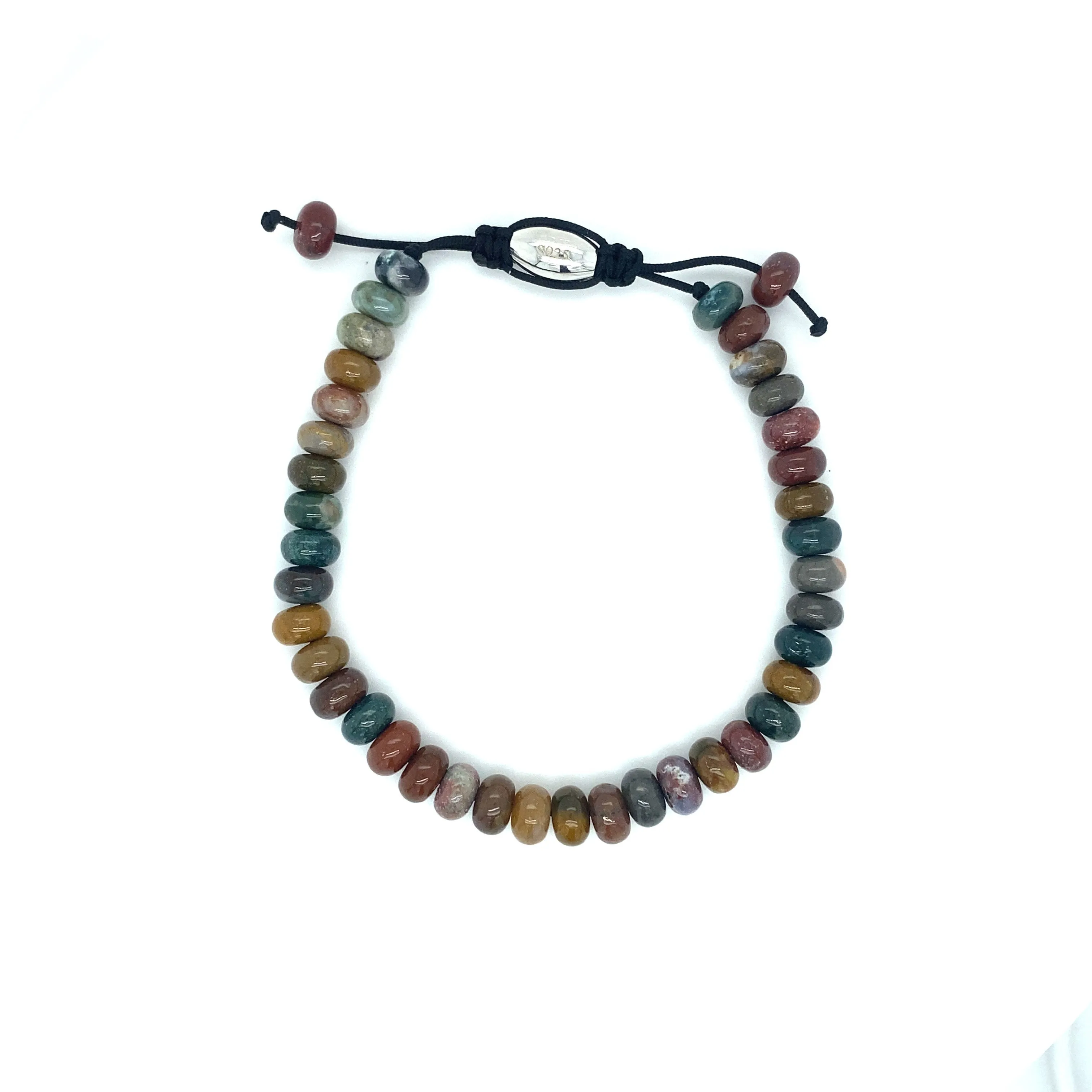 Rondelle Beaded Gemstone Adjustable Bracelet