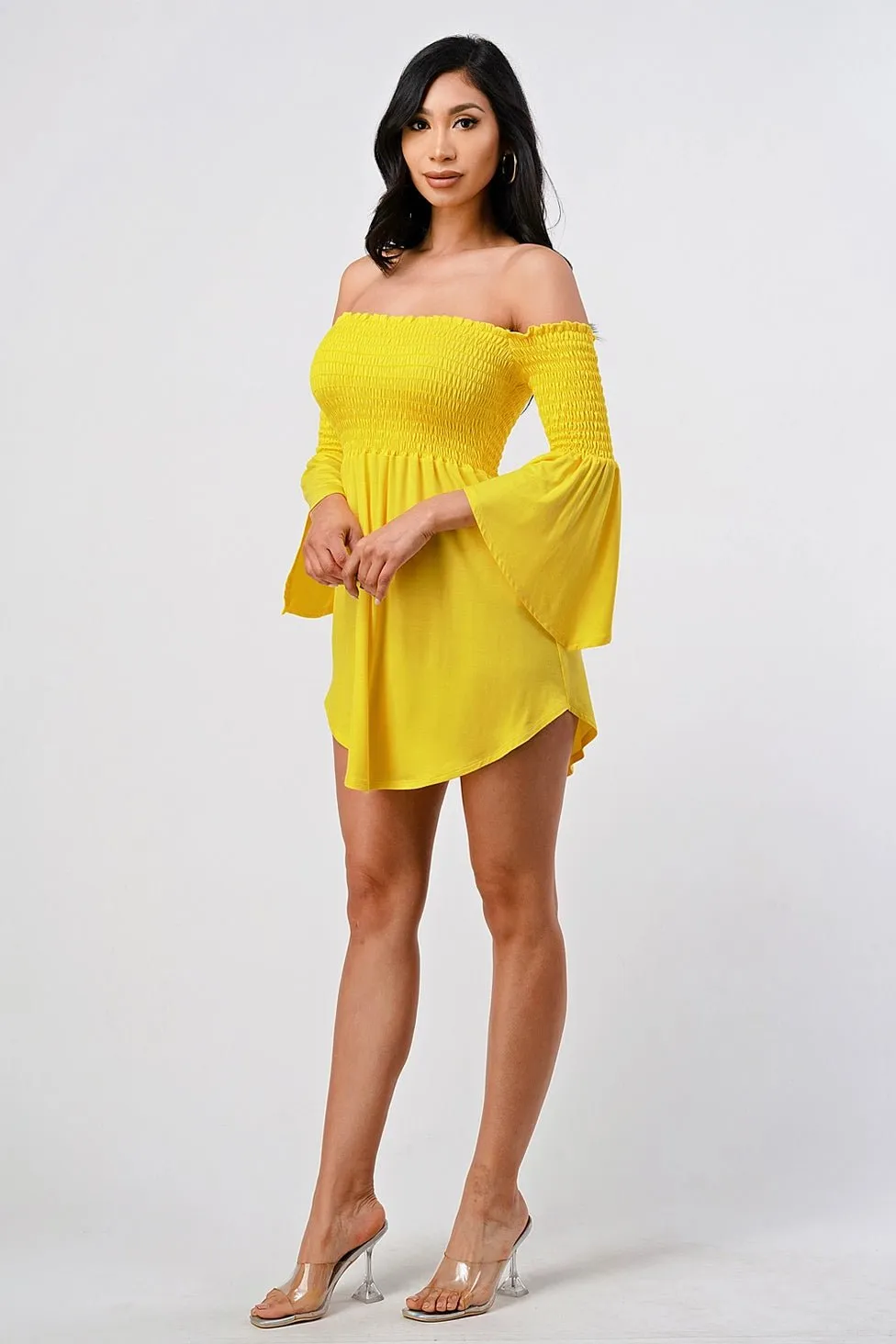 Sasha Off-Shoulder Mini Dress Yellow